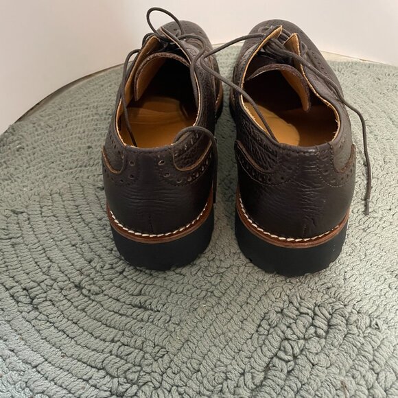 Men's Leather Dress Shoe Burgundy Wingtip Lace up Made in Italy Carson 8.5 - Picture 2 of 8